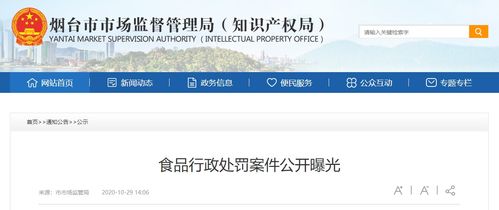 山東省煙臺市市場監管局曝光5起食品行政處罰案件信息